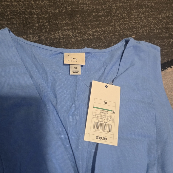 A New Day Blue Plunge Neck A-Line Mini Dress - Picture 3 of 3